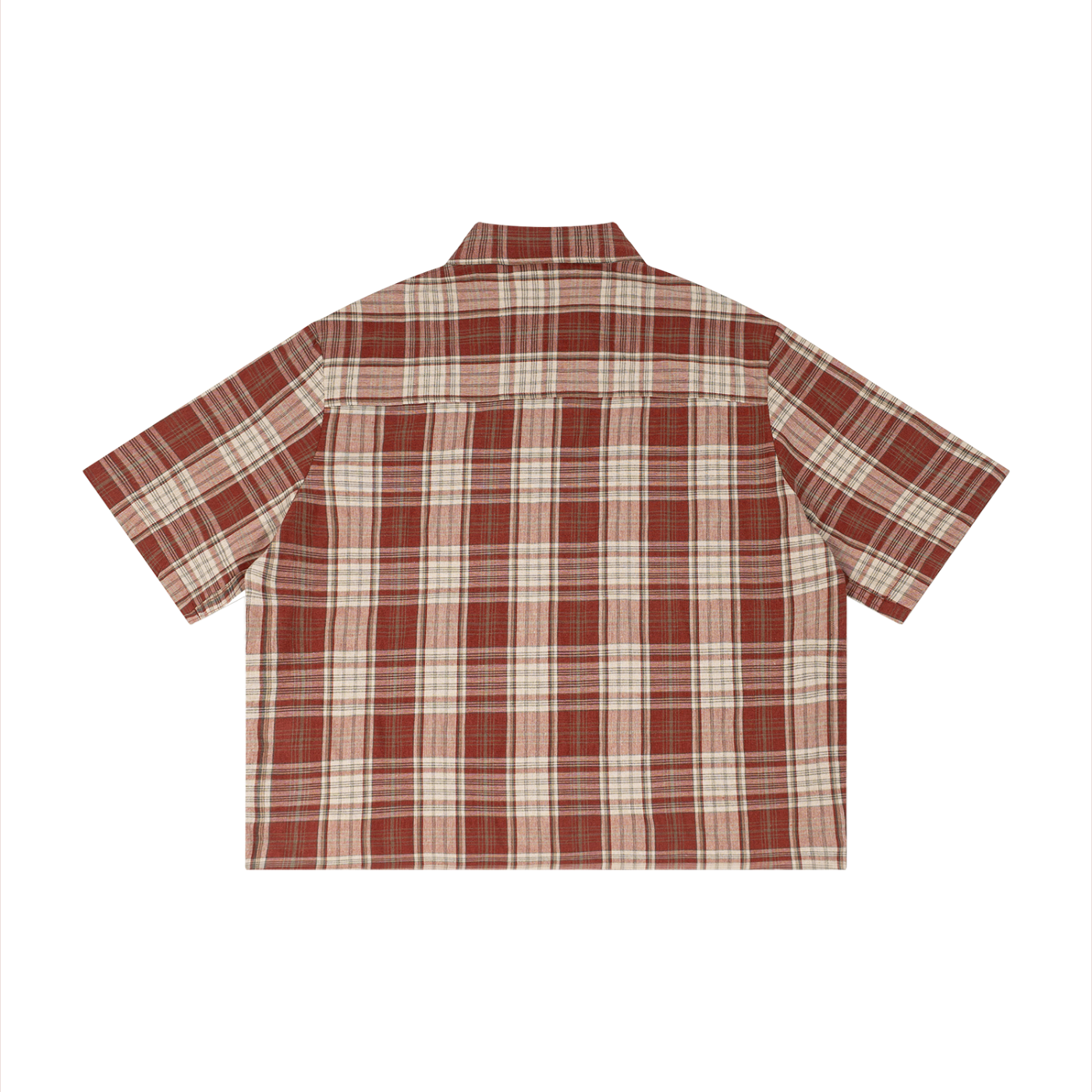 Plaid Boxy Button-up (Red/Apricot)